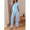 image:imageEkouaer Womens Pajama Sets Cap Sleeve Sleepwear Tops and Long Pants Comfy Pjs 2 Piece Lounge Set with Pockets SXXLBlue Bouquets