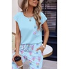 image:imageEkouaer Womens Pajama Sets Cap Sleeve Sleepwear Tops and Long Pants Comfy Pjs 2 Piece Lounge Set with Pockets SXXLBlue Bouquets