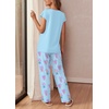 image:imageEkouaer Womens Pajama Sets Cap Sleeve Sleepwear Tops and Long Pants Comfy Pjs 2 Piece Lounge Set with Pockets SXXLBlue Bouquets