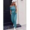 image:imageEkouaer Womens Pajama Sets Cap Sleeve Sleepwear Tops and Long Pants Comfy Pjs 2 Piece Lounge Set with Pockets SXXLBlue Green