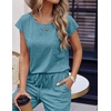 image:imageEkouaer Womens Pajama Sets Cap Sleeve Sleepwear Tops and Long Pants Comfy Pjs 2 Piece Lounge Set with Pockets SXXLBlue Green