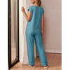 image:imageEkouaer Womens Pajama Sets Cap Sleeve Sleepwear Tops and Long Pants Comfy Pjs 2 Piece Lounge Set with Pockets SXXLBlue Green