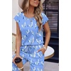 image:imageEkouaer Womens Pajama Sets Cap Sleeve Sleepwear Tops and Long Pants Comfy Pjs 2 Piece Lounge Set with Pockets SXXLBlue Orchid Clusters
