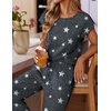 image:imageEkouaer Womens Pajama Sets Cap Sleeve Sleepwear Tops and Long Pants Comfy Pjs 2 Piece Lounge Set with Pockets SXXLDark Grey Stars