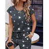 image:imageEkouaer Womens Pajama Sets Cap Sleeve Sleepwear Tops and Long Pants Comfy Pjs 2 Piece Lounge Set with Pockets SXXLDark Grey Stars