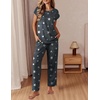 image:imageEkouaer Womens Pajama Sets Cap Sleeve Sleepwear Tops and Long Pants Comfy Pjs 2 Piece Lounge Set with Pockets SXXLDark Grey Stars