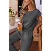 image:imageEkouaer Womens Pajama Sets Cap Sleeve Sleepwear Tops and Long Pants Comfy Pjs 2 Piece Lounge Set with Pockets SXXLDeep Grey