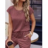 image:imageEkouaer Womens Pajama Sets Cap Sleeve Sleepwear Tops and Long Pants Comfy Pjs 2 Piece Lounge Set with Pockets SXXLDeep Red
