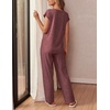 image:imageEkouaer Womens Pajama Sets Cap Sleeve Sleepwear Tops and Long Pants Comfy Pjs 2 Piece Lounge Set with Pockets SXXLDeep Red