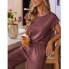 image:imageEkouaer Womens Pajama Sets Cap Sleeve Sleepwear Tops and Long Pants Comfy Pjs 2 Piece Lounge Set with Pockets SXXLDeep Red