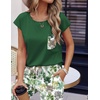 image:imageEkouaer Womens Pajama Sets Cap Sleeve Sleepwear Tops and Long Pants Comfy Pjs 2 Piece Lounge Set with Pockets SXXLGreen Hawaii Trees