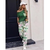 image:imageEkouaer Womens Pajama Sets Cap Sleeve Sleepwear Tops and Long Pants Comfy Pjs 2 Piece Lounge Set with Pockets SXXLGreen Hawaii Trees