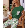 image:imageEkouaer Womens Pajama Sets Cap Sleeve Sleepwear Tops and Long Pants Comfy Pjs 2 Piece Lounge Set with Pockets SXXLGreen Hawaii Trees