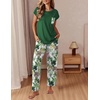 image:imageEkouaer Womens Pajama Sets Cap Sleeve Sleepwear Tops and Long Pants Comfy Pjs 2 Piece Lounge Set with Pockets SXXLGreen Hawaii Trees