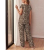 image:imageEkouaer Womens Pajama Sets Cap Sleeve Sleepwear Tops and Long Pants Comfy Pjs 2 Piece Lounge Set with Pockets SXXLLeopard