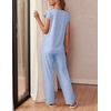 image:imageEkouaer Womens Pajama Sets Cap Sleeve Sleepwear Tops and Long Pants Comfy Pjs 2 Piece Lounge Set with Pockets SXXLLight Blue