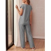 image:imageEkouaer Womens Pajama Sets Cap Sleeve Sleepwear Tops and Long Pants Comfy Pjs 2 Piece Lounge Set with Pockets SXXLLight Grey