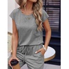 image:imageEkouaer Womens Pajama Sets Cap Sleeve Sleepwear Tops and Long Pants Comfy Pjs 2 Piece Lounge Set with Pockets SXXLLight Grey