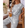 image:imageEkouaer Womens Pajama Sets Cap Sleeve Sleepwear Tops and Long Pants Comfy Pjs 2 Piece Lounge Set with Pockets SXXLLight Grey Stars