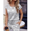 image:imageEkouaer Womens Pajama Sets Cap Sleeve Sleepwear Tops and Long Pants Comfy Pjs 2 Piece Lounge Set with Pockets SXXLLight Grey Stars