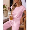 image:imageEkouaer Womens Pajama Sets Cap Sleeve Sleepwear Tops and Long Pants Comfy Pjs 2 Piece Lounge Set with Pockets SXXLLight Pink