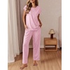 image:imageEkouaer Womens Pajama Sets Cap Sleeve Sleepwear Tops and Long Pants Comfy Pjs 2 Piece Lounge Set with Pockets SXXLLight Pink