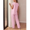 image:imageEkouaer Womens Pajama Sets Cap Sleeve Sleepwear Tops and Long Pants Comfy Pjs 2 Piece Lounge Set with Pockets SXXLLight Pink