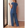 image:imageEkouaer Womens Pajama Sets Cap Sleeve Sleepwear Tops and Long Pants Comfy Pjs 2 Piece Lounge Set with Pockets SXXLNavy Blue Dots