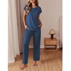 image:imageEkouaer Womens Pajama Sets Cap Sleeve Sleepwear Tops and Long Pants Comfy Pjs 2 Piece Lounge Set with Pockets SXXLNavy Blue Dots