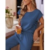 image:imageEkouaer Womens Pajama Sets Cap Sleeve Sleepwear Tops and Long Pants Comfy Pjs 2 Piece Lounge Set with Pockets SXXLNavy Blue Dots