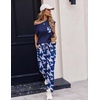 image:imageEkouaer Womens Pajama Sets Cap Sleeve Sleepwear Tops and Long Pants Comfy Pjs 2 Piece Lounge Set with Pockets SXXLNavy Blue Flamingo
