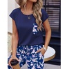 image:imageEkouaer Womens Pajama Sets Cap Sleeve Sleepwear Tops and Long Pants Comfy Pjs 2 Piece Lounge Set with Pockets SXXLNavy Blue Flamingo