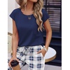 image:imageEkouaer Womens Pajama Sets Cap Sleeve Sleepwear Tops and Long Pants Comfy Pjs 2 Piece Lounge Set with Pockets SXXLNavy Blue Plaid