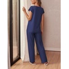 image:imageEkouaer Womens Pajama Sets Cap Sleeve Sleepwear Tops and Long Pants Comfy Pjs 2 Piece Lounge Set with Pockets SXXLNavy Blue1