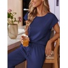 image:imageEkouaer Womens Pajama Sets Cap Sleeve Sleepwear Tops and Long Pants Comfy Pjs 2 Piece Lounge Set with Pockets SXXLNavy Blue1