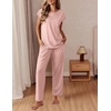 image:imageEkouaer Womens Pajama Sets Cap Sleeve Sleepwear Tops and Long Pants Comfy Pjs 2 Piece Lounge Set with Pockets SXXLPink Dots