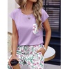 image:imageEkouaer Womens Pajama Sets Cap Sleeve Sleepwear Tops and Long Pants Comfy Pjs 2 Piece Lounge Set with Pockets SXXLPurple Flower