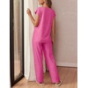 image:imageEkouaer Womens Pajama Sets Cap Sleeve Sleepwear Tops and Long Pants Comfy Pjs 2 Piece Lounge Set with Pockets SXXLRose Red