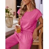 image:imageEkouaer Womens Pajama Sets Cap Sleeve Sleepwear Tops and Long Pants Comfy Pjs 2 Piece Lounge Set with Pockets SXXLRose Red