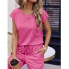 image:imageEkouaer Womens Pajama Sets Cap Sleeve Sleepwear Tops and Long Pants Comfy Pjs 2 Piece Lounge Set with Pockets SXXLRose Red