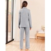 image:imageEkouaer Womens Pajama Sets Long Sleeve Ribbed Knit Lounge Set Button Down Soft 2 Piece Pjs With PocketsLight Grey