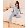 image:imageEkouaer Womens Pajama Sets Long Sleeve Ribbed Knit Lounge Set Button Down Soft 2 Piece Pjs With PocketsLight Grey