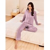image:imageEkouaer Womens Pajama Sets Long Sleeve Ribbed Knit Lounge Set Button Down Soft 2 Piece Pjs With PocketsPink