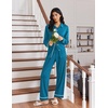image:imageEkouaer Womens Pajama Sets Long Sleeve Sleepwear Soft Button Down Pjs 2 Piece Loungewear witn Pants SXXLBlue Green