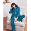 image:imageEkouaer Womens Pajama Sets Long Sleeve Sleepwear Soft Button Down Pjs 2 Piece Loungewear witn Pants SXXLBlue Green