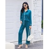 image:imageEkouaer Womens Pajama Sets Long Sleeve Sleepwear Soft Button Down Pjs 2 Piece Loungewear witn Pants SXXLBlue Green