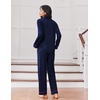 image:imageEkouaer Womens Pajama Sets Long Sleeve Sleepwear Soft Button Down Pjs 2 Piece Loungewear witn Pants SXXLNavy
