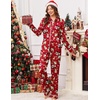 image:imageEkouaer Womens Pajama Sets Long Sleeve Sleepwear Soft Button Down Pjs 2 Piece Loungewear witn Pants SXXLRed Santa