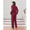 image:imageEkouaer Womens Pajama Sets Long Sleeve Sleepwear Soft Button Down Pjs 2 Piece Loungewear witn Pants SXXLWine Red