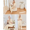 image:imageEkouaer Womens Pajama Sets Ruffle Button Up Pj Sets 2 Piece Short Sleeve Pants Lounge Set with PocketsBeige